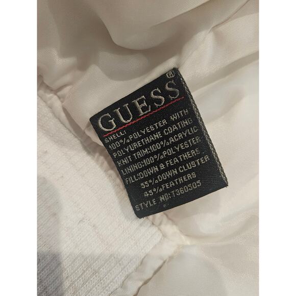 Guess y2k white ivory down bomber puffer jacket womens large medium buckle - Picture 12 of 12